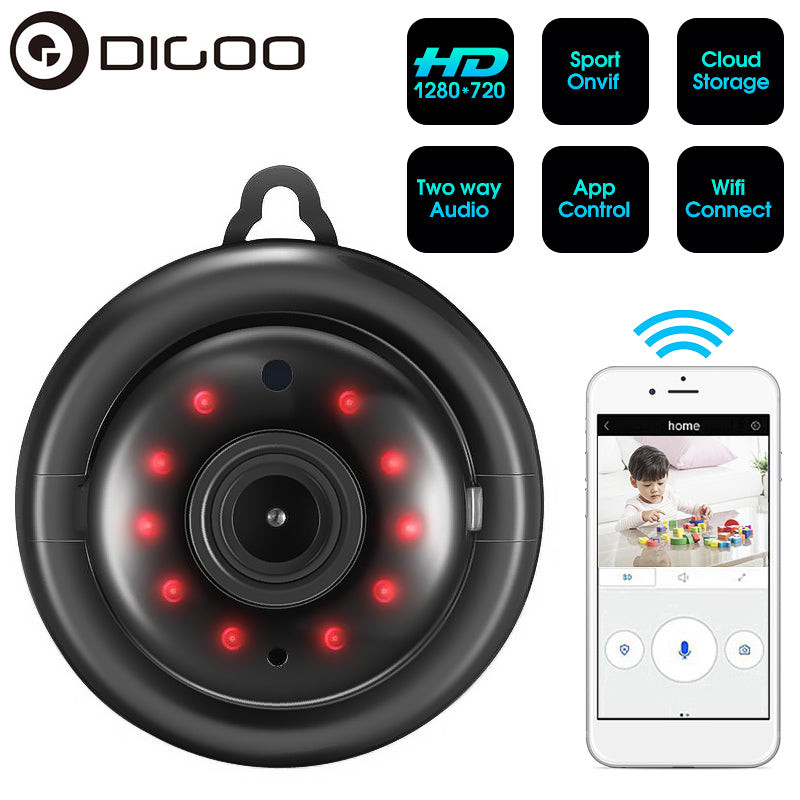 DIGOO DG-MYQ 2.1mm Lens 720P  Wireless Mini WIFI Night Vision Smart Home Security IP Camera Onvif Monitor Baby Monitor