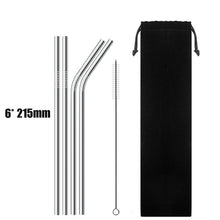 Load image into Gallery viewer, UPORS 4/8Pcs Reusable Drinking Straw High Quality 304 Stainless Steel Metal Straw with Cleaner Brush Wholesale